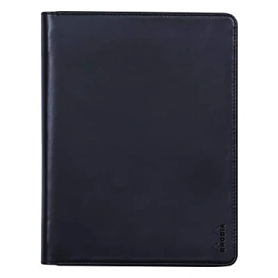 Image of RHODIA 168100C Rhodiarama Briefcase Black for A5 or A5+ Notepads and Notebooks Dimensions Closed 19.5x25.5 cm Pocket Tablet Premium Faux Leather