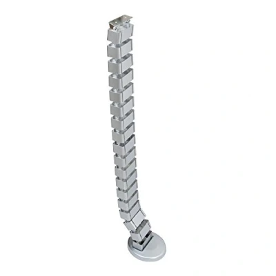 Image of Emuca Flexible Cable Organiser for Desk or Table with Weighted Base in Aluminium Painted Plastic