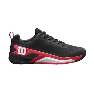 Image of Wilson Men&#039;s Rush PRO 4.5 Clay Tennis Shoe, Black/Infrared/White, 7.5 UK