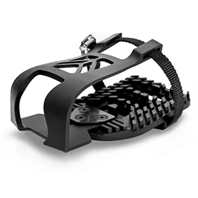 Image of Boerte Peloton Bike &amp; Bike+ Pedals Compatible Toe Cage Adapters Convert Look Delta on Indoor Exercise to Cages and Straps Ride with Regular Shoes