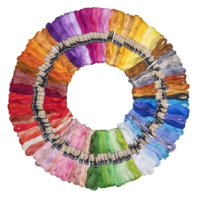 Image of Noa Home Deco Embroidery Thread Floss Multi Colours Soft Polyester Perfect for Bracelets Crafts Set Arts Cross Stitch 8 m 6 Threads Sewing Crochet (100 Colours)
