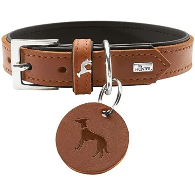 Image of HUNTER Collar Larvik, 50 Soft genuine cow leather, cognac/black