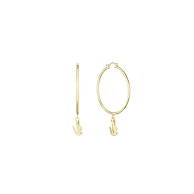 Image of Lacoste For Men and Women Crocodile Collection Hoop Earrings in Yellow Gold with a Shaped Charm 2040376