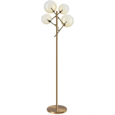Image of Equinoxe 4 Light Multi Arm Floor Lamp Shaded Amber