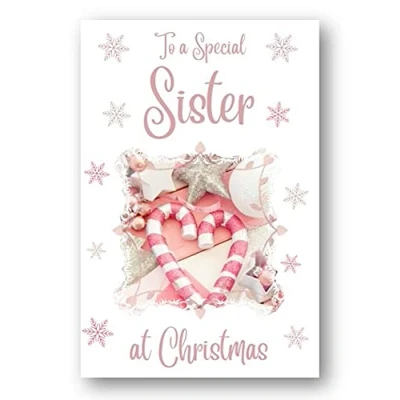 Image of Second Ave Sister Christmas Pink Heart Xmas Holiday Festive Greetings Card