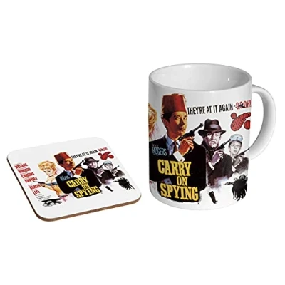 Image of mugmart Carry On Spying Film Ceramic Coffee Mug + Coaster Gift Set …