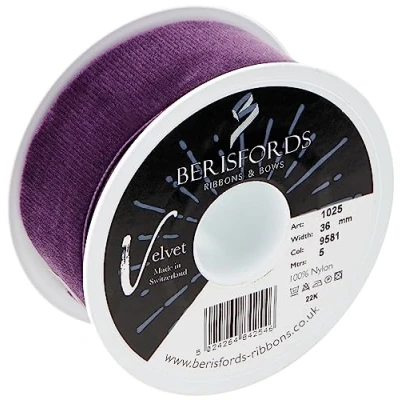 Image of Berisfords Velvet Ribbon, Plum, 10.2 x 4.5 cm