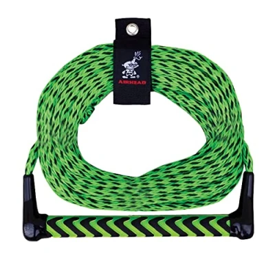 Image of Airhead Water Ski Rope With EVA Handle, 1 Section For Skis, Green and Black, 900&quot;