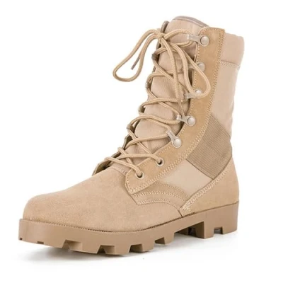 Image of Men&#039;s Breathable Tactical Military Combat Boots, Side Zipper, Leather, Lightweight Hiking Army Jungle Desert Boots(Sand Color,9 UK)