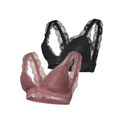 Image of MAMA.LICIOUS Women&#039;s Mlsenia lace Bra 2f 2 p A. Nursing, Black/Pack: Deco Rose, L