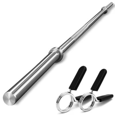 Image of FK Sports Standard 1&quot; Barbell Bar 1inch, Weight With 2 Collars, Plates Center Holes, Chrome Bars, Lifting Barbell, Anti Slip Hand Grip 4ft,5ft,6ft,7ft.(7 ft)
