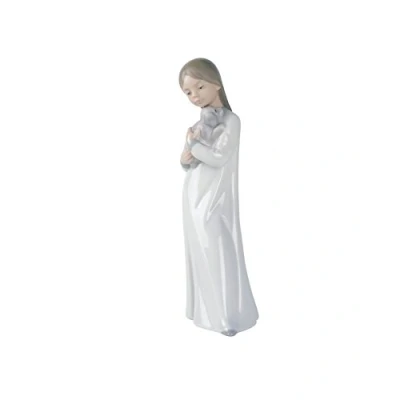 Image of NAO Porcelain Figure With All My Heart in Gloss and Pastel Tones. Decorative Girl Figure.