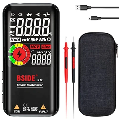 Image of BSIDE S11 Digital Multimeter Auto Range Multi Tester 10000 Counts Smart Voltmeter, Measures AC DC Voltage Ohm Capacitance Frequency Duty Cycle Continuity NCV Rechargable