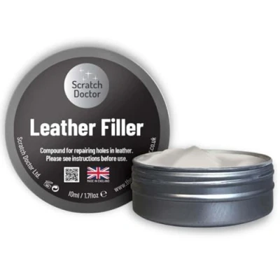 Image of Scratch Doctor Leather Filler Repair Compound Fill Holes Cracks Scratches Scuffs on Furniture Car Seats Shoes and Bags (Light Grey, 10ml)