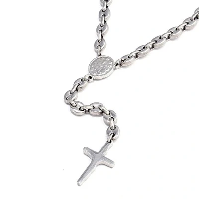 Image of DonDon Men&#039;s Stainless Steel Rosary Beads 62 cm No Stone, Steel, without stone