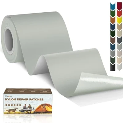 Image of Nylon Repair Patch 7.62x200 cm Tape Self Adhesive Fabric Outdoor Camping Gear kit for Tent, Umbrella, Down Jackets, Sleeping Bag, Knapsack （Light Gray）