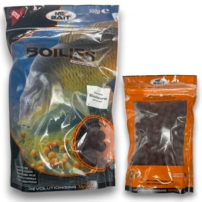 Image of Ngt Dynamic Boilies Carp Coarse Fishing Bait Range All Flavours 15mm 500g (Bloodworm)