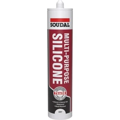 Image of Soudal Grey Multi Purpose Silicone Mould Resistant Sealant Waterproof Fix