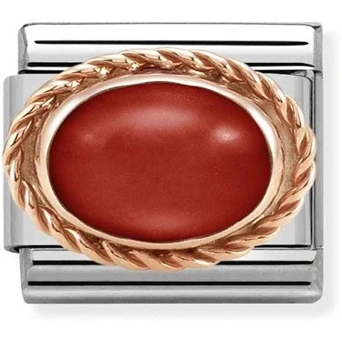 Image of Nomination Rose Gold Red Coral Oval Charm