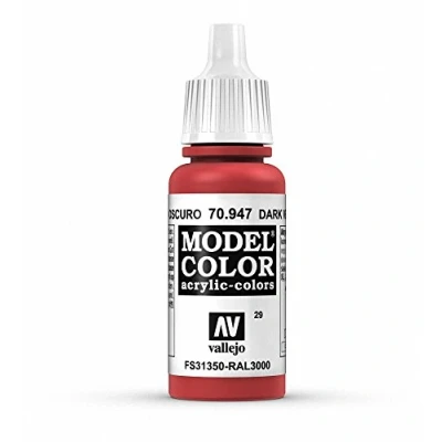 Image of Vallejo Model Color 17ml Arylic Paint Dark Vermilion Red Fs 31350