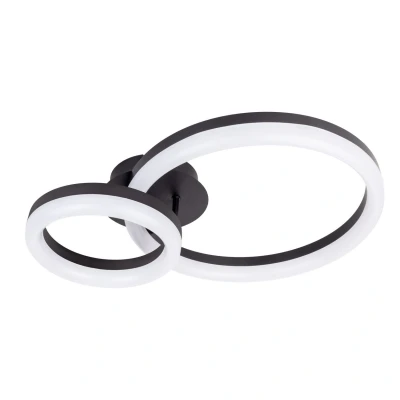 Image of Circulo Dimmable LED Twin Ring Flush Ceiling Light Black 2900K