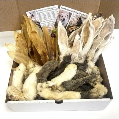 Image of 100% Natural dog Treat Box: The BUNNY BOX (700g of rabbit treats including feet and ears) LSP