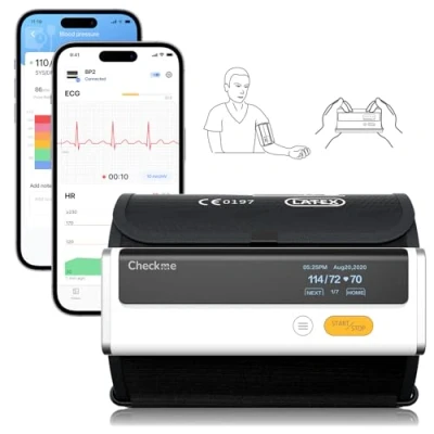Image of CheckMe Armfit Plus Upper Arm Blood Pressure Monitor with ECG and Report Analysis for Home Use, Bluetooth Machine, App Android&amp;iOS, w/Multi User Management&amp;Unlimited Storage