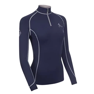 Image of LeMieux Women’s Base Layer Top Long Sleeve Athletic Thermal Shirts Equestrian Apparel &amp; Gear for Horseback Riding (Navy/UK16)