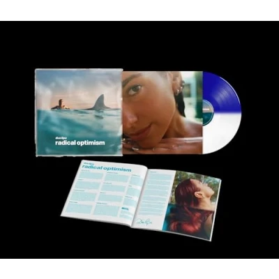 Image of Dua Lipa Radical Optimism Blue Transparent/White Split vinyl + Printed PVC sleeve 2024 UK LP 5054197943430