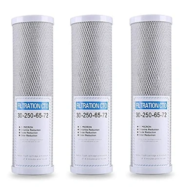 Image of GROCKSTR 3Pcs Water Filter Activated Carbon Cartridge 10 Inch Replacement Purifier CTO Block