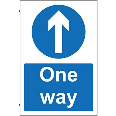 Image of Mandatory signs One way Safety sign Self adhesive sticker 300mm x 200mm