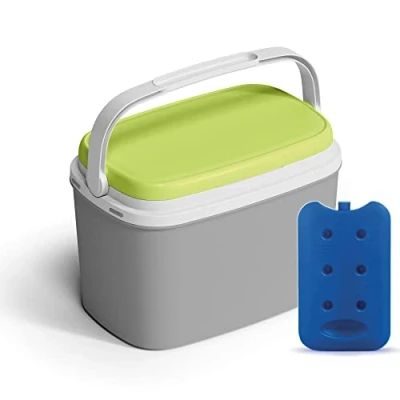 Image of Large Cooler Box Camping Beach Lunch Picnic Insulated Food Freezer With 3 Ice Packs (Green)