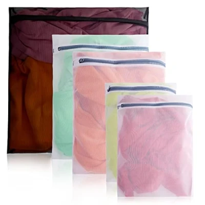 Image of Legend Laundry Bags Set of 5 Mesh Wash Bag for Washing Machine 1xXL, 2xL, 2xM Protect Garments from Tangling Fine Undergarments, Lingerie,Trainers, Rust Free Zips Organizer