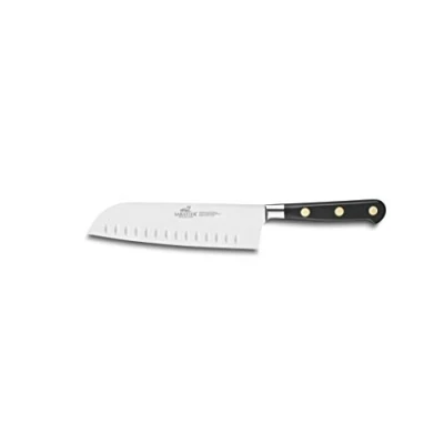 Image of Sabatier 714780 Ideal Inox Santoku Knife With Granton Edge, 18 cm,Black