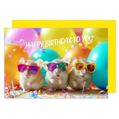 Image of Edition Seidel Premium Birthday Card with Envelope. Greeting Happy For Him or Her Friend Mum Dad Daughter Son Girl Boy Kids Teens Hamster (G3532 SW024)
