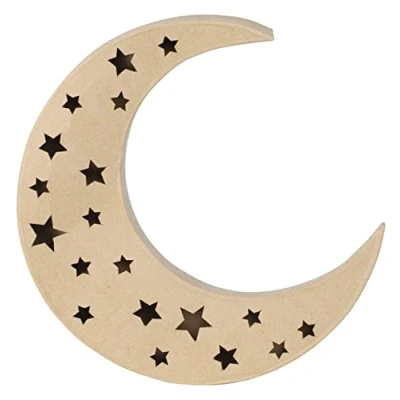 Image of Décopatch Ref HD078C Large Hanging Moon Papier Maché Object to Decorate 34 x 5 35cm with Papers &amp; PaperPatch Glue, Glitter, Paints