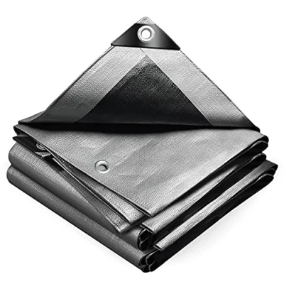 Image of VOUNOT 2x3m Tarpaulin Heavy Duty 240 g/m² Waterproof TarpLarge Ground Camping Sheet with Eyelets for Outdoor Furniture Caravan Car Cover, Grey