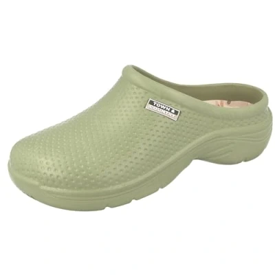 Image of Town &amp; Country Clogs Womens/Ladies Gardening Super Soft Clogs/Cloggies Lightweight Dragonfly Insole (6 UK, Sage)