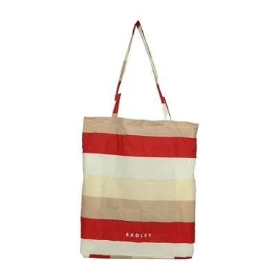 Image of RADLEY London Womens Responsible Foldaway Shopper Shoulder Tote Bag Summer Stripe in Poinsetta Red