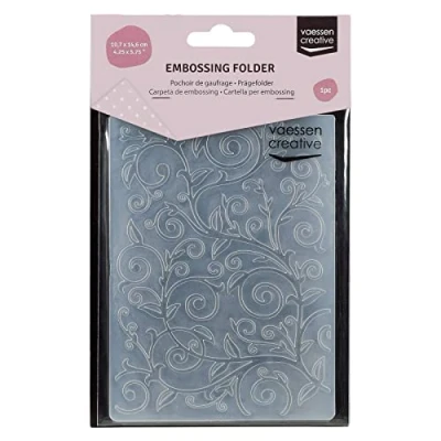 Image of Vaessen Creative Embossing Folder, Vine Pattern 5,7x4,25x0,19 inches, 1 Unit, for Birthday, Birth, Christmas Cards and Paper Crafts