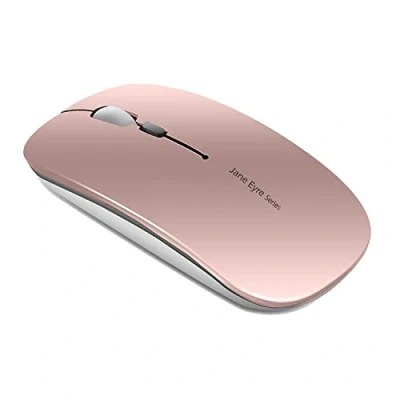 Image of Uiosmuph Q5 Wireless Mouse, 2.4GHz Slim Portable Mouse for Laptop, Rechargeable Ergonomic Computer with USB Receiver Mac PC Notebook Macbook Chromebook, Rose Gold