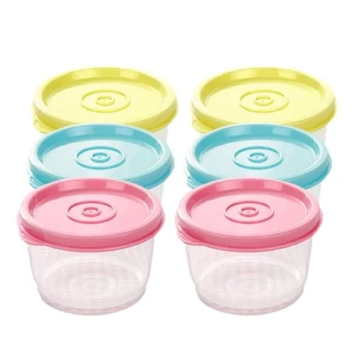 Image of 6 PCS Small Containers with Lids 160ml Plastic Snack Pots Leak proof Dishwasher Safe Reusable Food for Lunch Yoghurt Salad Contai