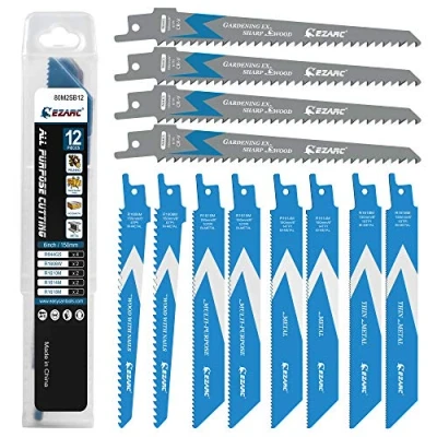Image of EZARC 12x Reciprocating Saw Accessory Set, 12 Piece Sawzall Attachment for Wood and Metal, Pruner Accessories with Organizer Quick Cutting