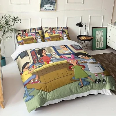 Image of BYTUGI Bobs Burgers Duvet Cover Set 3D Printed Quilt Soft Microfiber Bedding with Zipper Closure for Children And Adults Double（200x200cm）