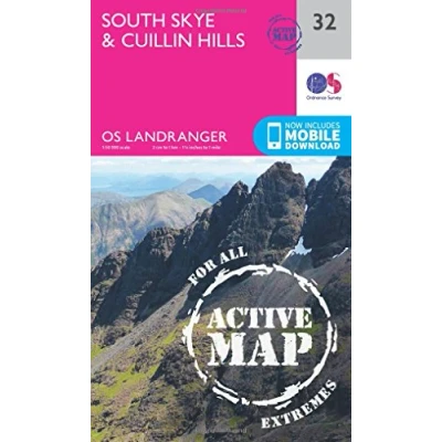 Image of Landranger Active 32 South Skye &amp; Cuillin Hills Map With Digital Version
