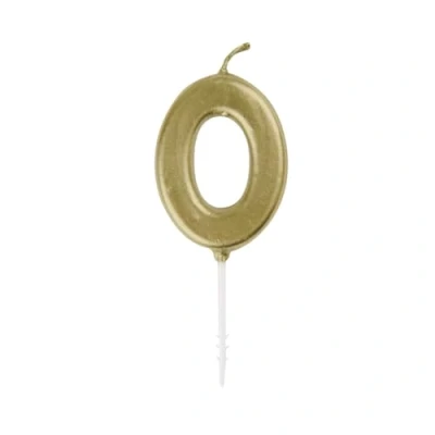 Image of Mini Metallic Gold Number 0 Pick Birthday Candle (3cm x 11cm) Elegant and Dazzling Party Decoration Perfect for Birthday/Anniversary Events 1 Pc
