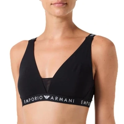 Image of Emporio Armani Women&#039;s Iconic Logoband Bralette Bra, Nero, S