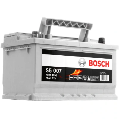 Image of 12V74Ah750A, 574402075 Starter battery BOSCH S5 0 092 S50 070 12V 74Ah 750A B13 Lead acid FORD: FIESTA 6, FOCUS 3, Transit Custom V362 Van