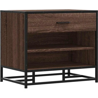 Image of vidaXL Shoe Bench Brown Oak 60x40x53.5 cm Engineered Wood and Metal