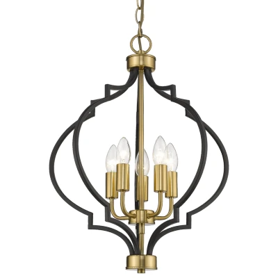 Image of Nashville 5 Light Wire Frame Pendant Ceiling Black, Gold, E14